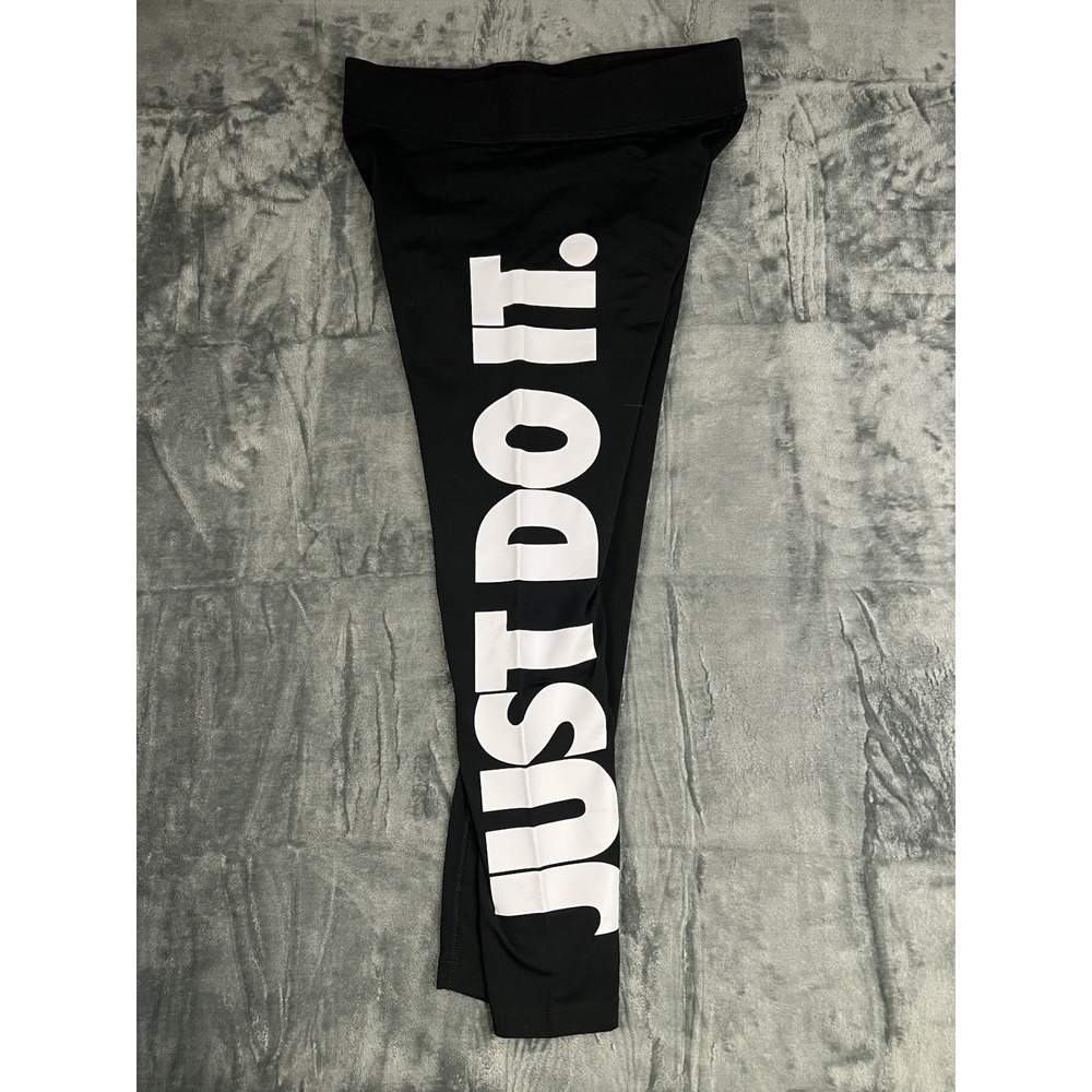 Nike Sportswear Women Ankle Leggings Black/White Logo XL Elastic Waist Stretch - Picture 3 of 15